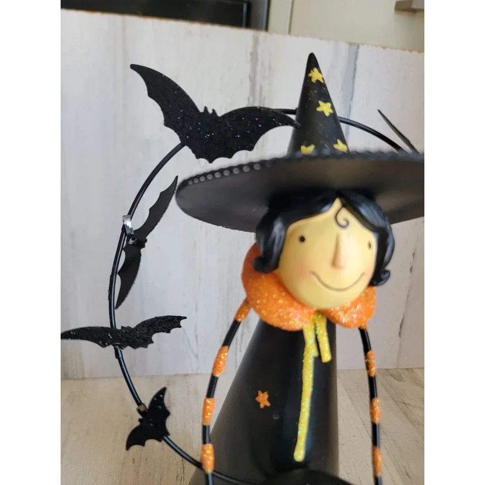 Party Lyte abracadabra witch metal tea light holder Halloween bat glitter star